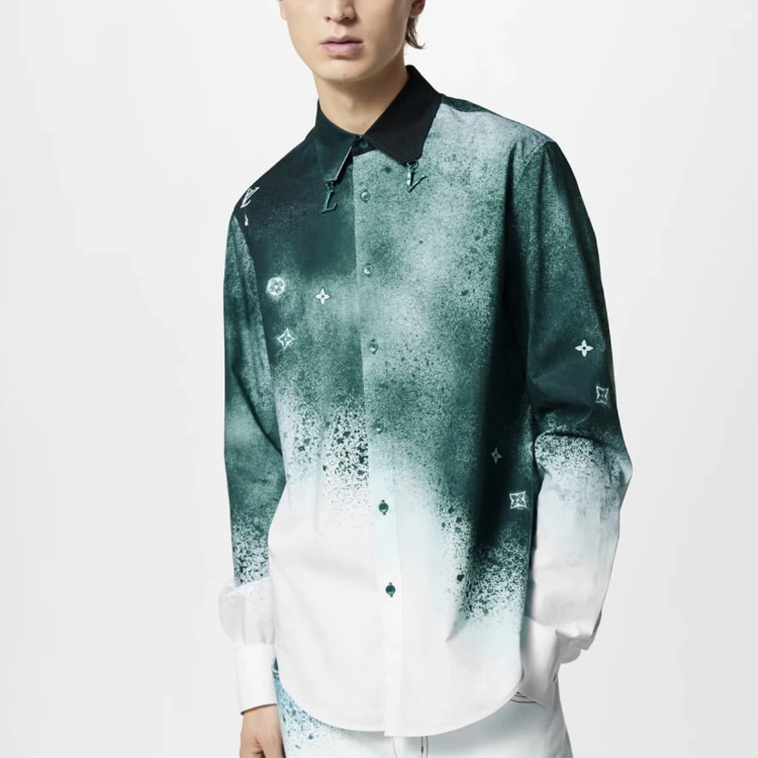 全新未使用 LouisVuitton/路易威登 7804/SS23 绿色染色衬衫/XL码