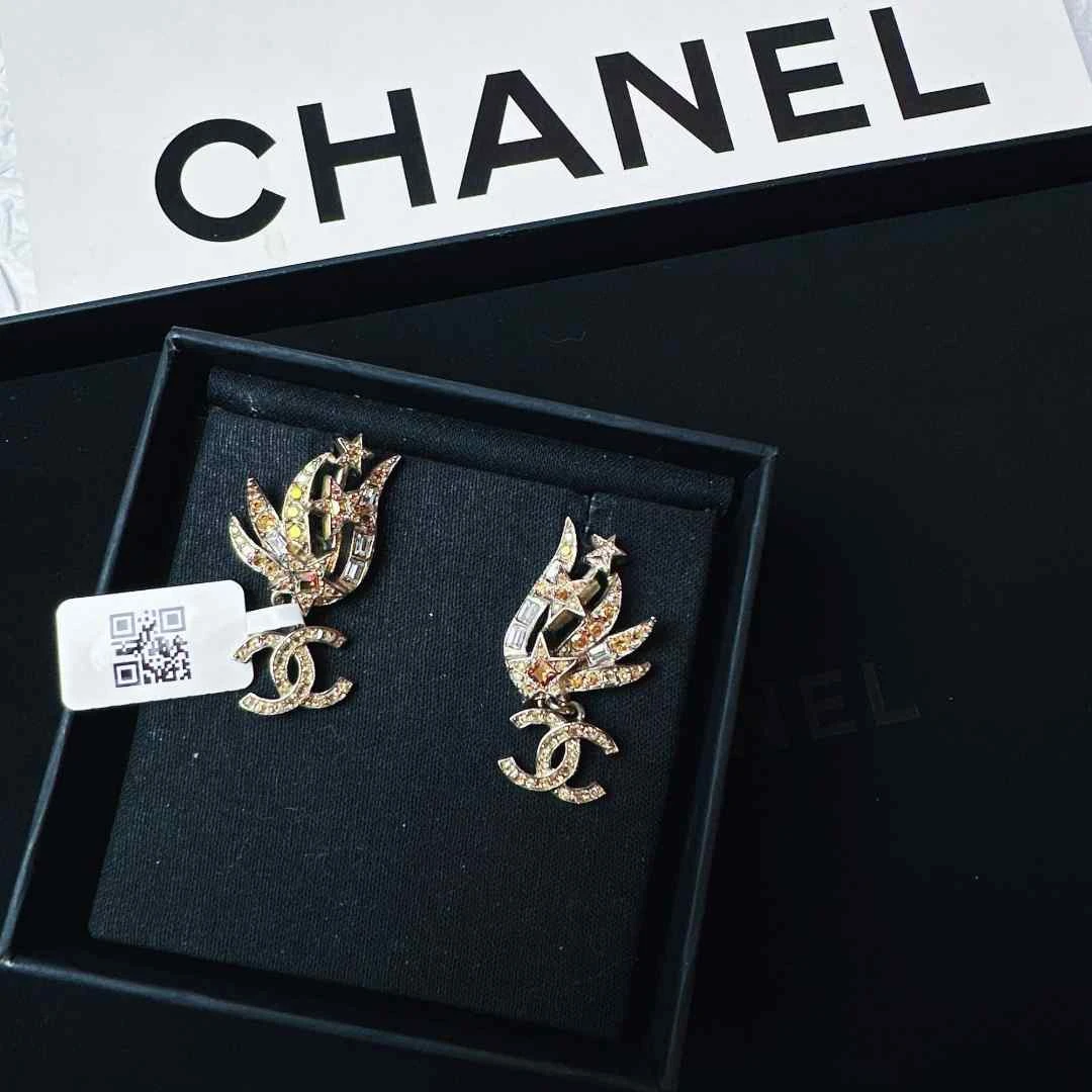 95新 Chanel/香奈儿 柚礼中古/香奈儿星星叶子双C耳钉LZ503253