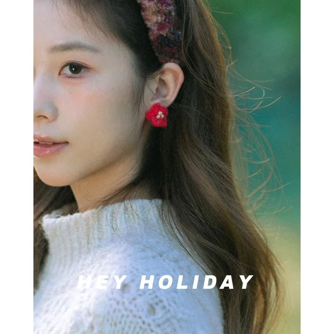 非金属布艺耳饰 羊毛毡耳钉百搭可爱少女耳饰简约甜美耳钉清新