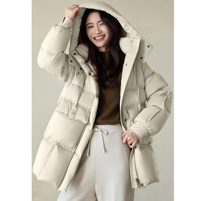 冬季新款时尚连帽加厚保暖羽绒服韩版宽松小个子羽绒外套女24369