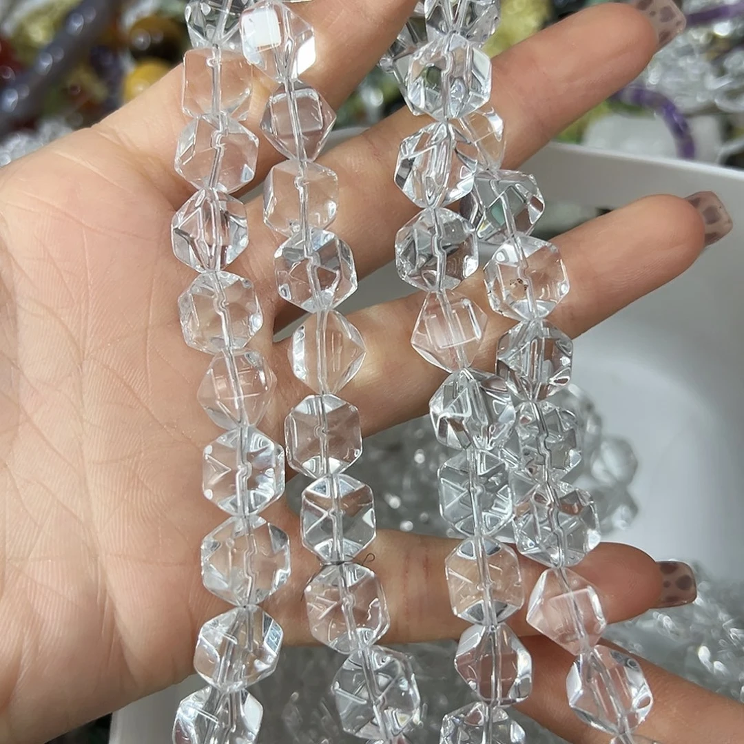 玛瑙/玉髓未镶嵌珠宝半成品，卡10切面压电白水大长条