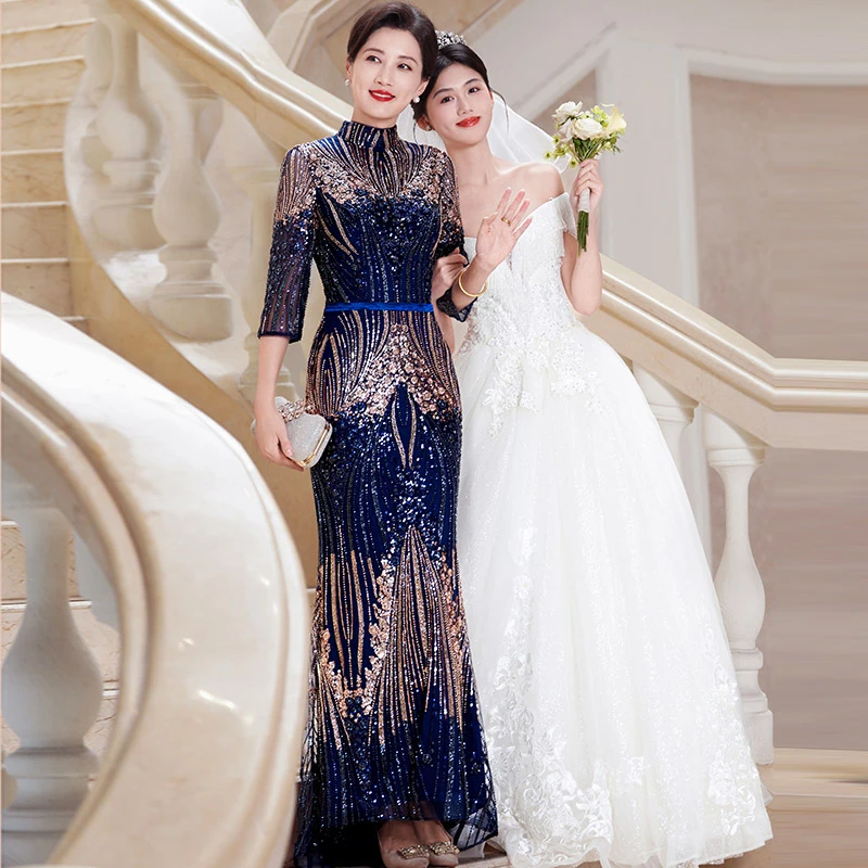 5972高端重工轻奢设计重要场合主持人演出年会礼服结婚妈妈婚宴装