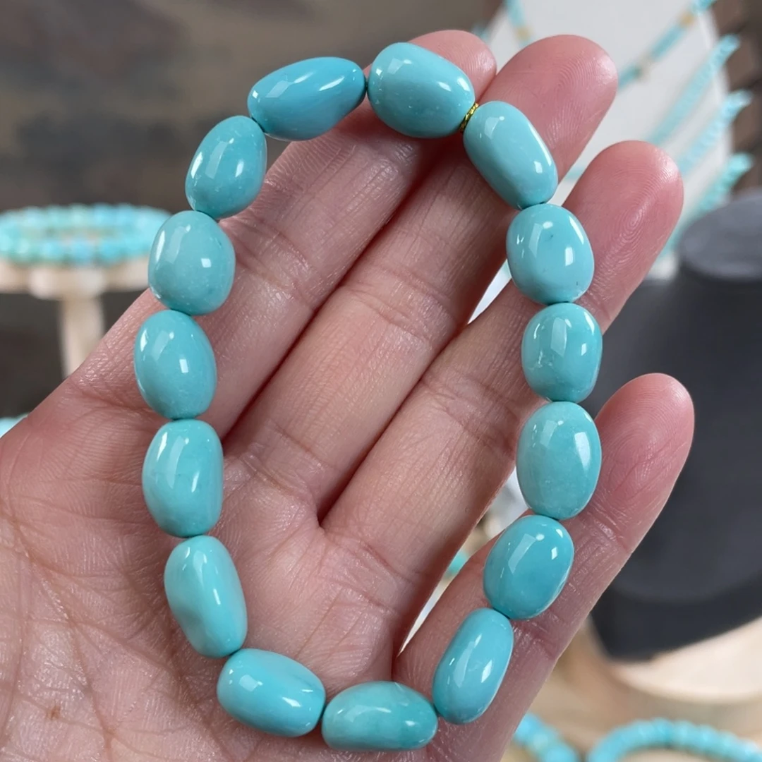 绿松石未镶嵌套链8+精品糖豆手串
