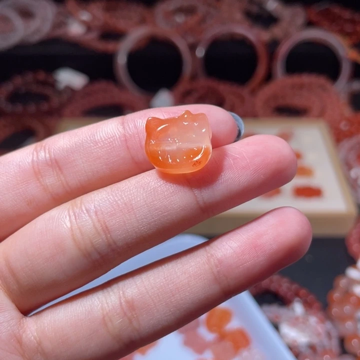 南红玛瑙未镶嵌配饰手串福字猫头264