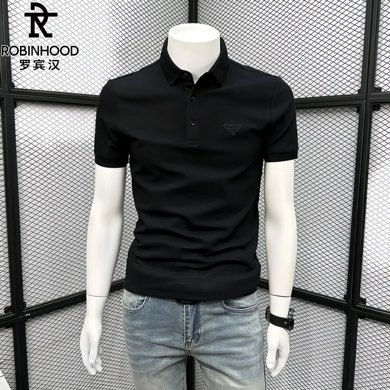 罗宾汉/ROBINHOOD夏季新款POLO衫男短袖修身潮流翻领时尚休闲半袖