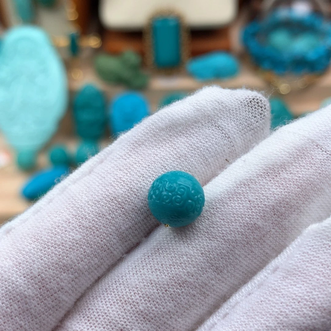 绿松石未镶嵌回纹圆珠9