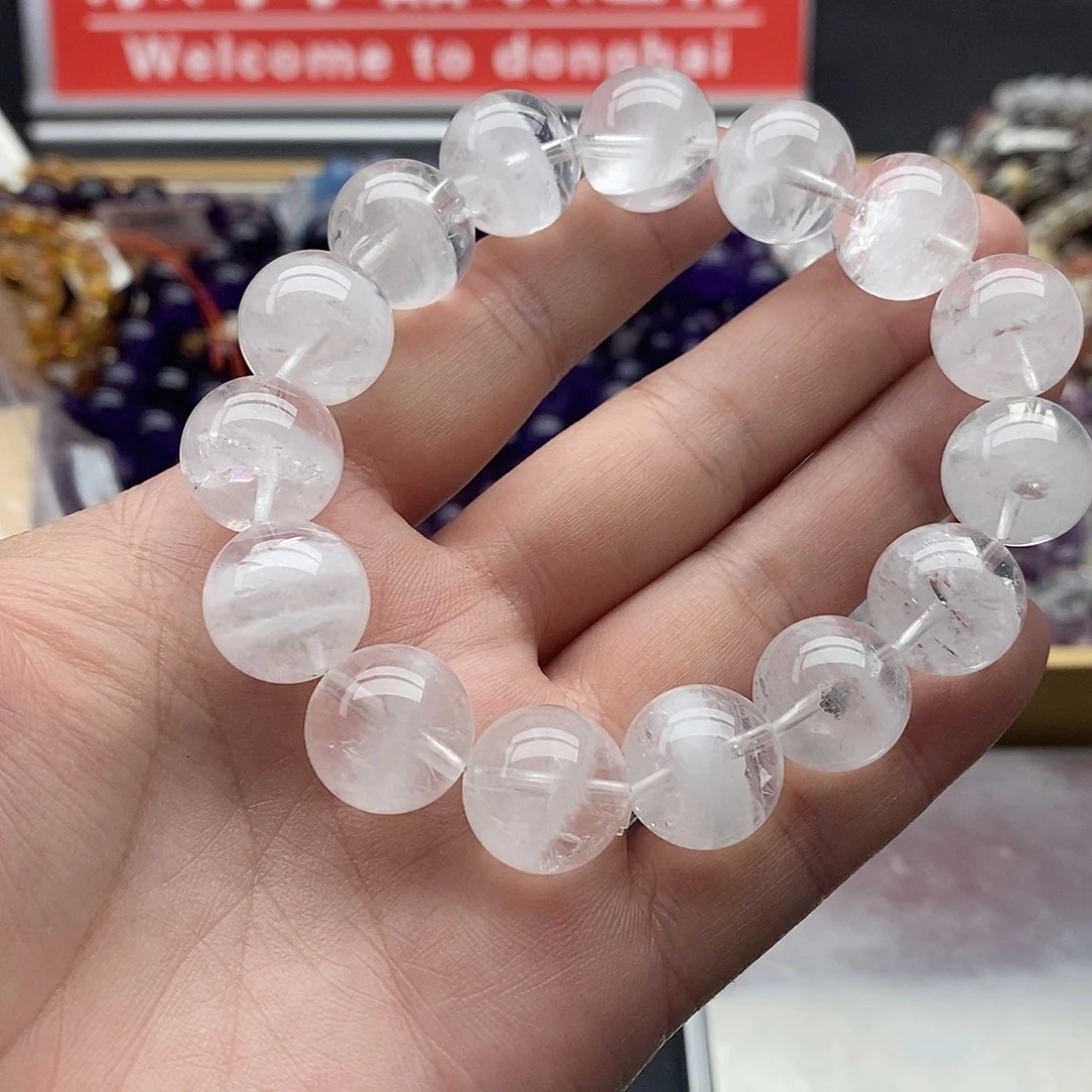 蓝***梦未镶嵌手链水晶白幽灵宝盆14+