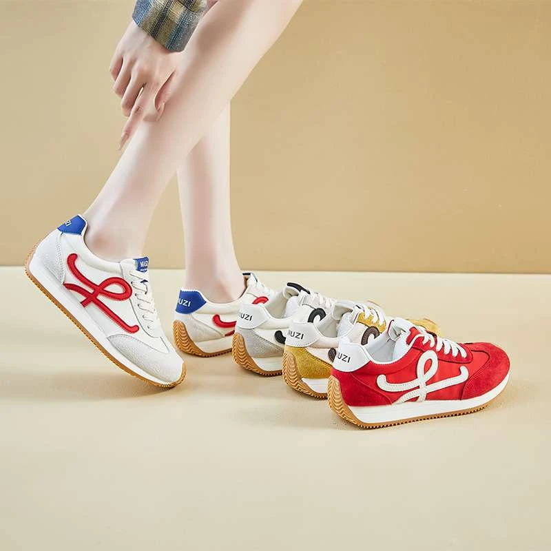 德训鞋女2025春欧若风小众时髦平底复古阿甘休闲鞋女款运动休闲鞋