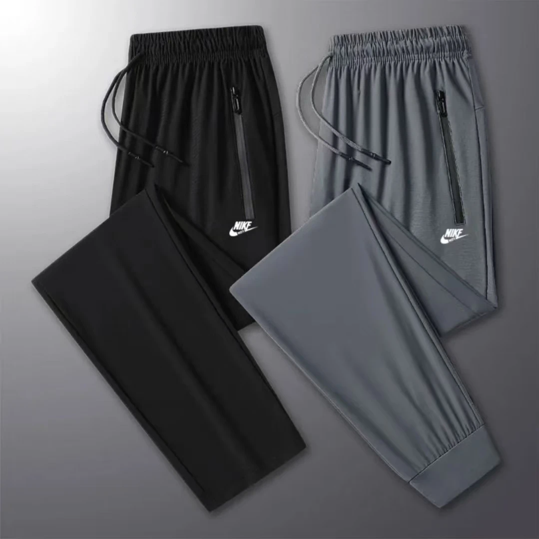 夏季高腰休闲裤夏季男士宽松卫裤空调裤速干裤薄款