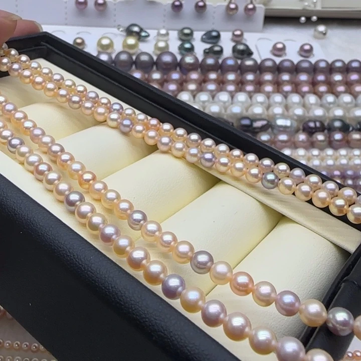 摆件淡水珍珠未镶嵌极光正圆无暇5mm