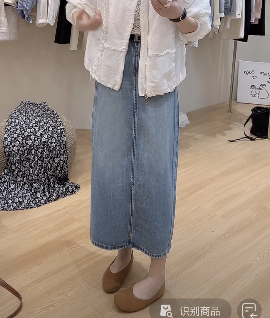 UM5560韩系软软的牛仔半裙百搭2025春夏新款牛仔半裙