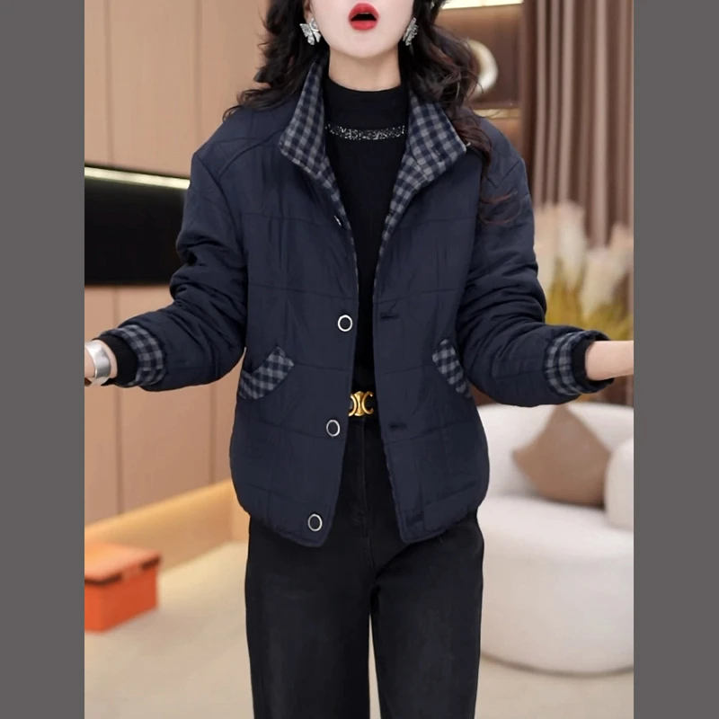 蓄热棉短款外套女轻薄棉衣2025秋冬季新款时尚轻奢上衣小个子棉服