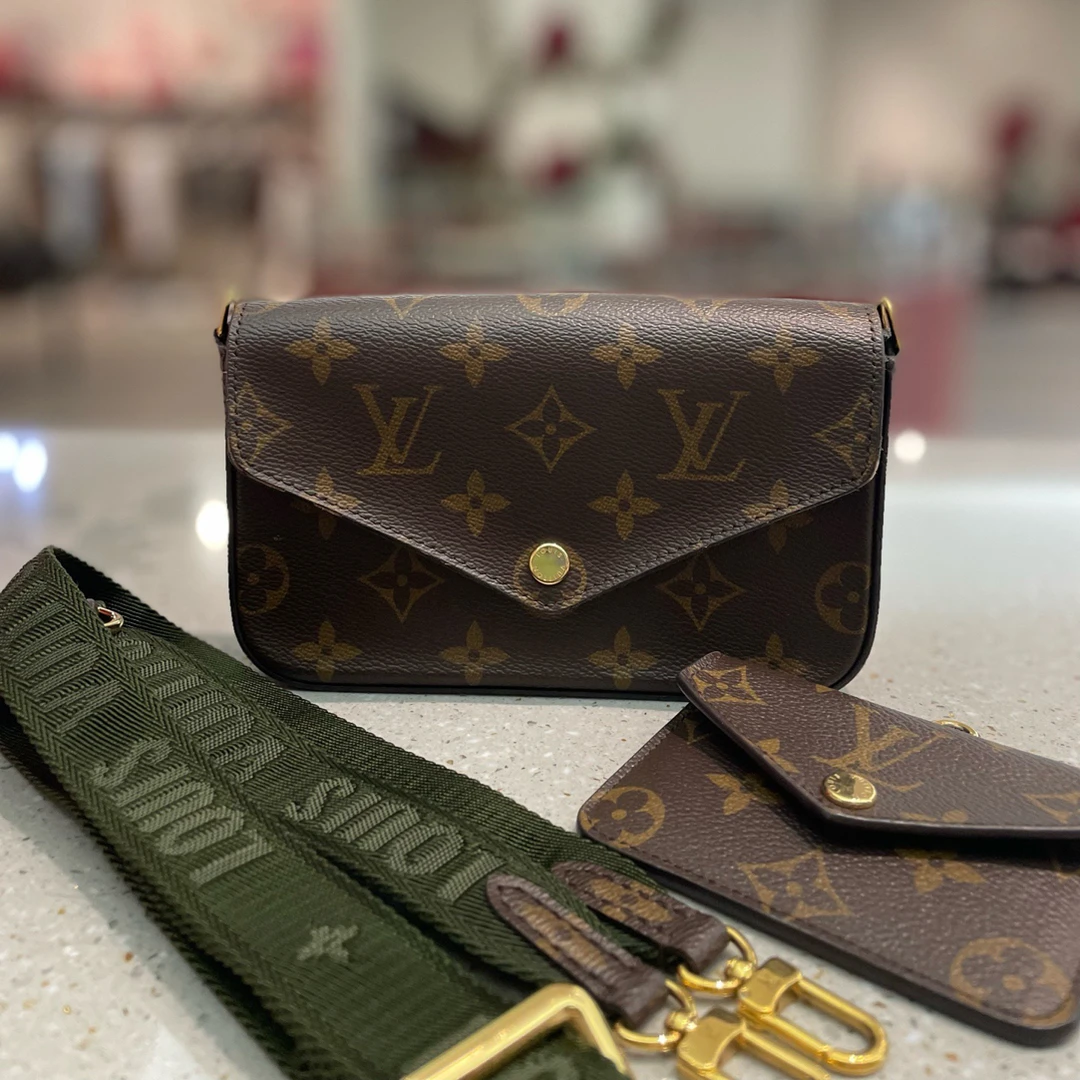 95新 LouisVuitton/路易威登 新款老花三合一绿色肩带斜挎包