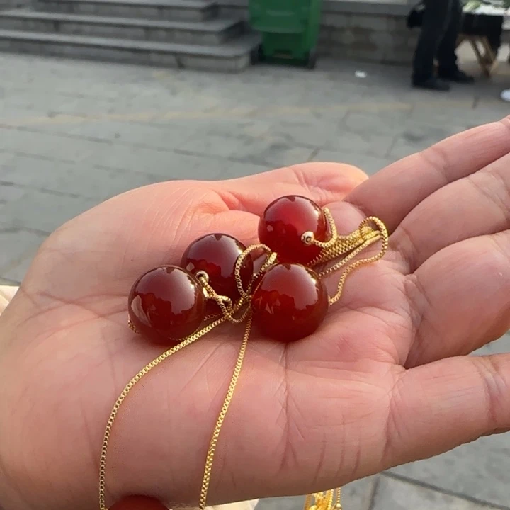 玛瑙/玉髓颈饰18K金镶嵌多样性拍一发一