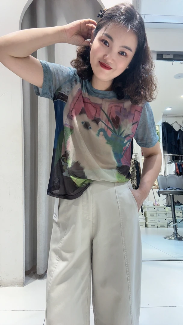 半边天家卡通猫咪印花25145款