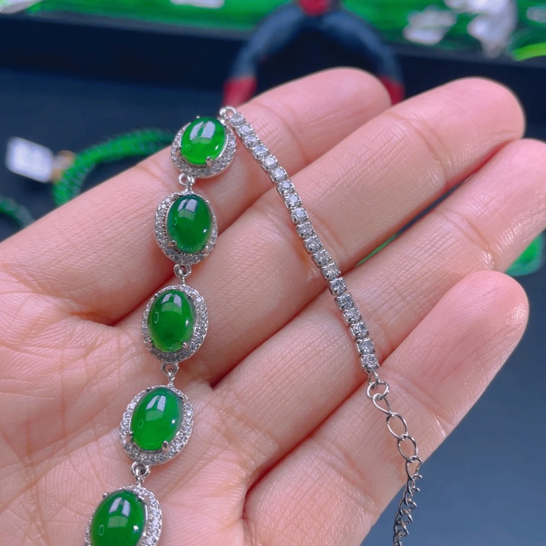翡翠项链银S925镶嵌，1