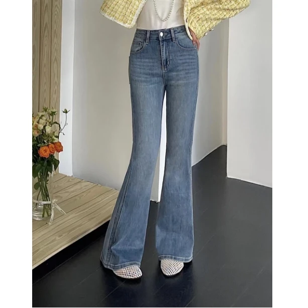 [麦霓严选]春季新品微喇显瘦弹力牛仔裤Ykk拉链9029