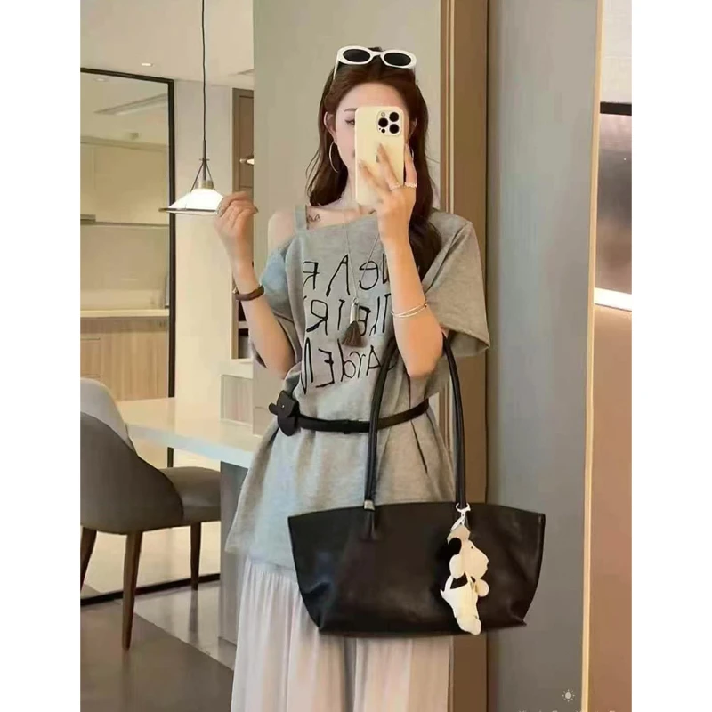 小众设计感2025夏新款女套装宽松字母印花露肩T恤半身裙时尚优雅