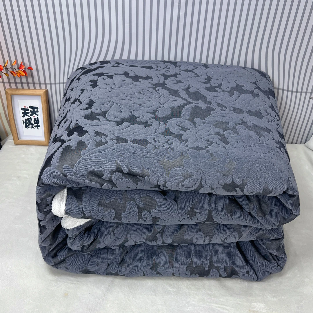 【秋冬被子】高级绣花被 深灰色速热被子加厚230x200双人多功能盖被