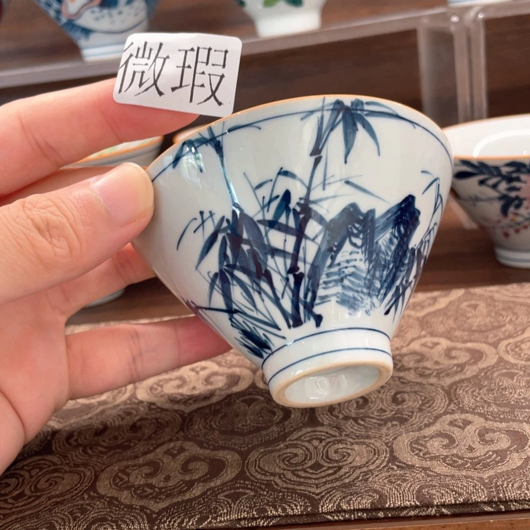 釉下手绘茶具微瑕