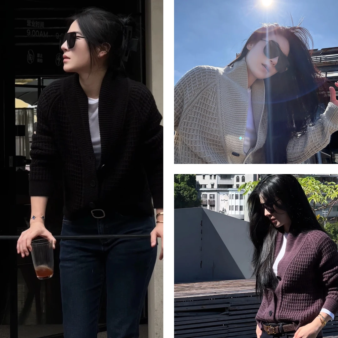 叮叮｜秋冬时尚华夫格针织开衫外套1703
