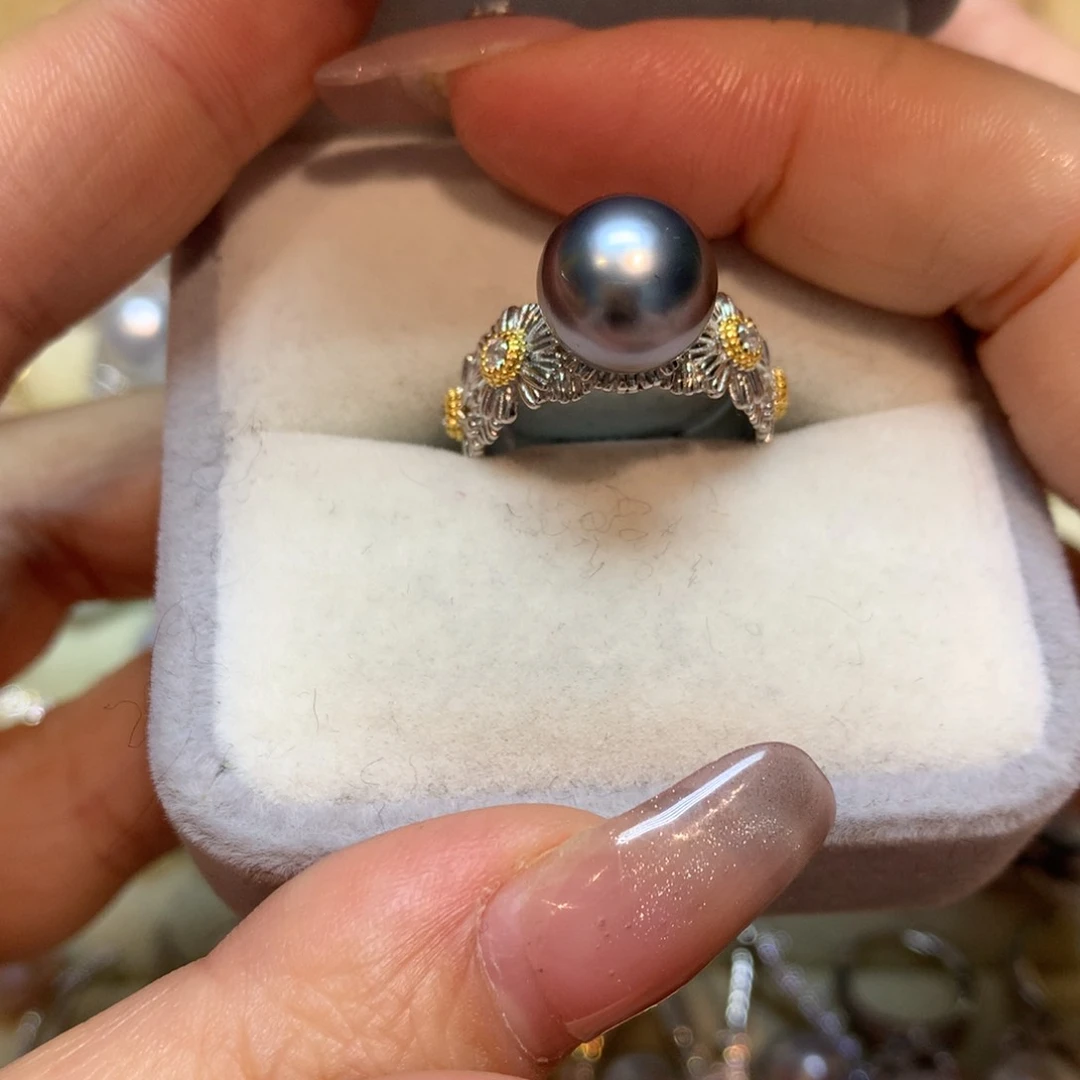 海水珍珠戒指银S925镶嵌