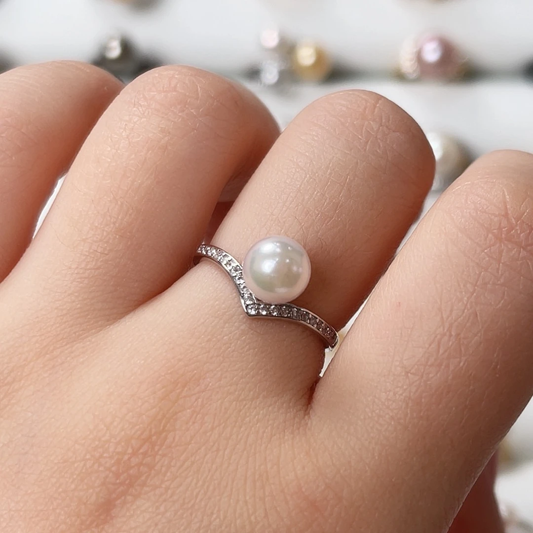 海水珍珠戒指银S925镶嵌