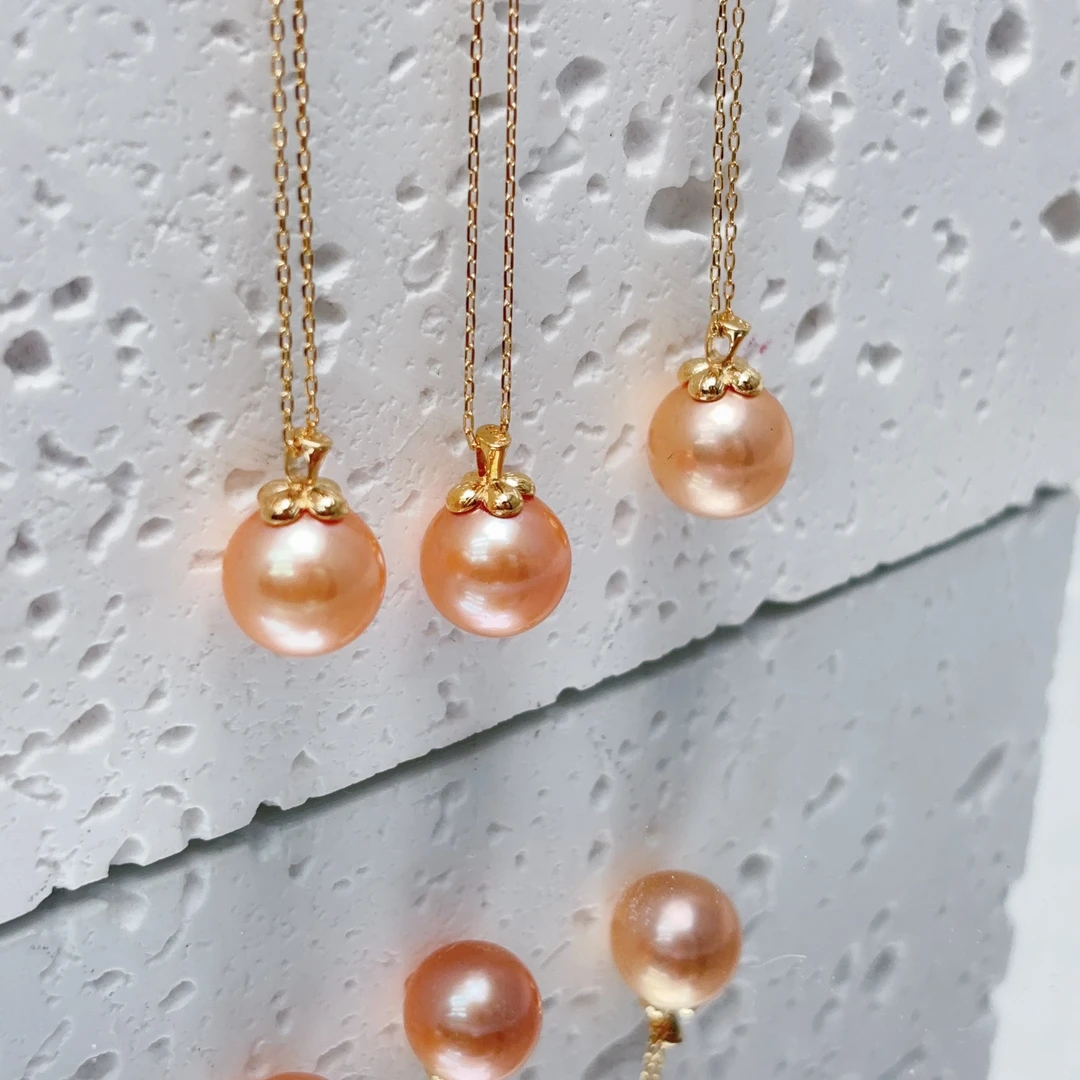 【柿柿如意】淡水珍珠11-12mm中国金吊坠S925银多样性发货只发1