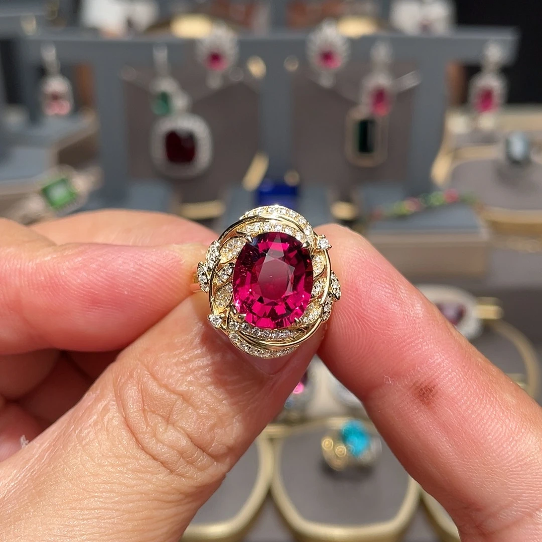 18K金镶嵌戒指碧玺4.71ct