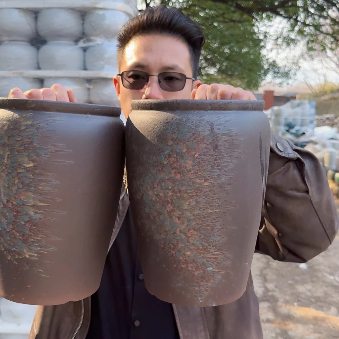 紫砂花盆口17高26（两个七彩祥云