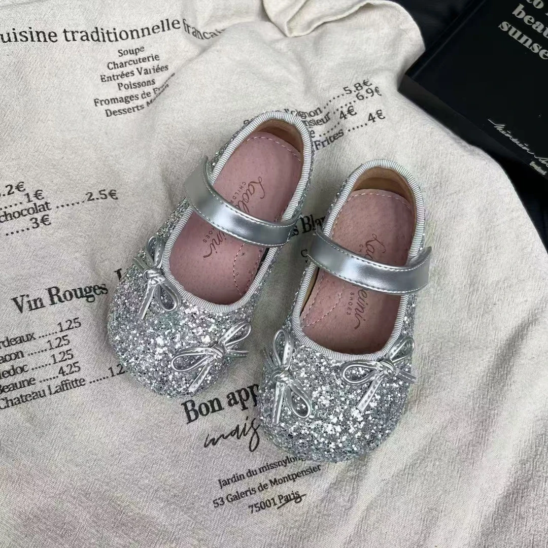 秋季儿童亮片公主鞋韩版女童蝴蝶结软底单鞋LLWN120