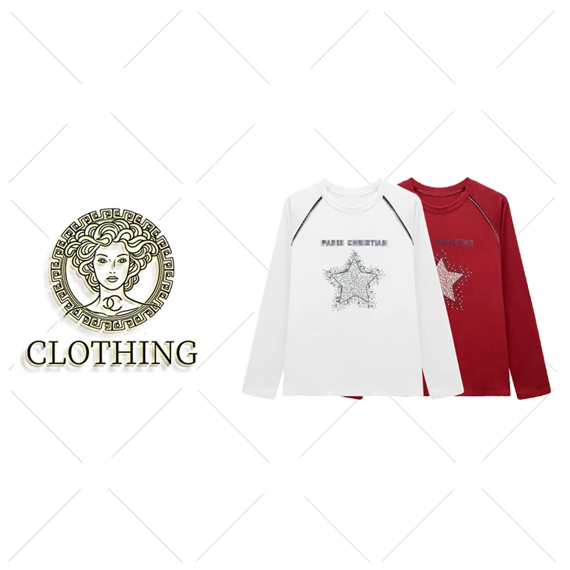 【CLOTHING/原创设计】68208#时尚烫钻T恤2025显瘦休闲个性上衣潮