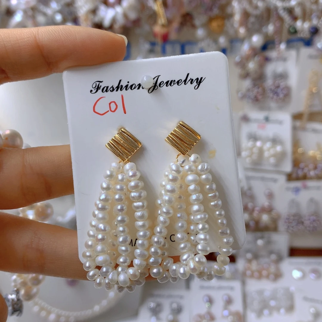 合金淡水珍珠耳饰