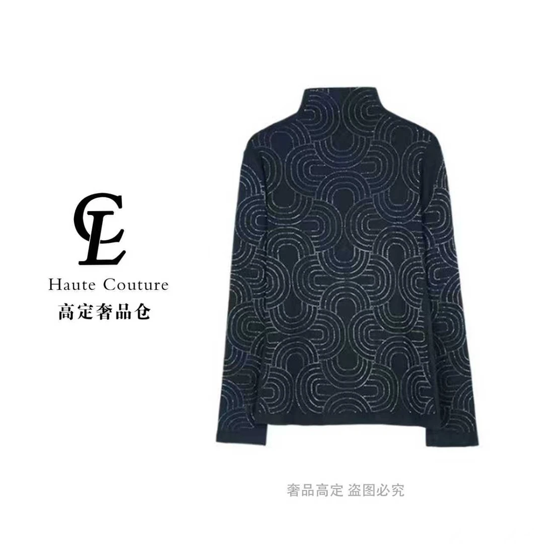 【CL奢品高定】秋冬季新款银线纹提花长袖磨毛螺纹打底衫Q25CD2409