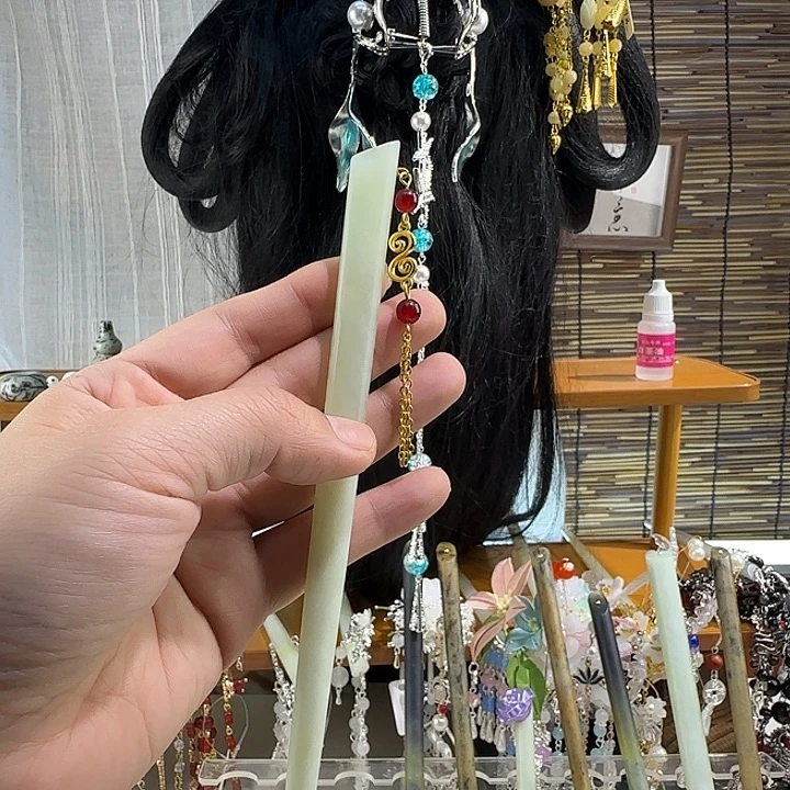 蛇纹石玉合金发饰