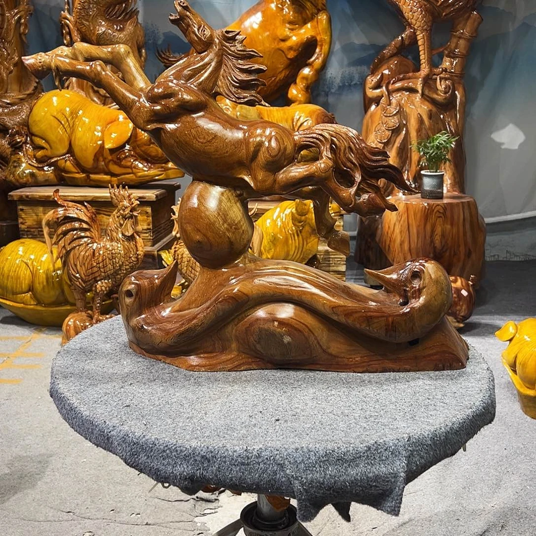 香榧木香樟木一体成型马到成功立马成功装饰板件