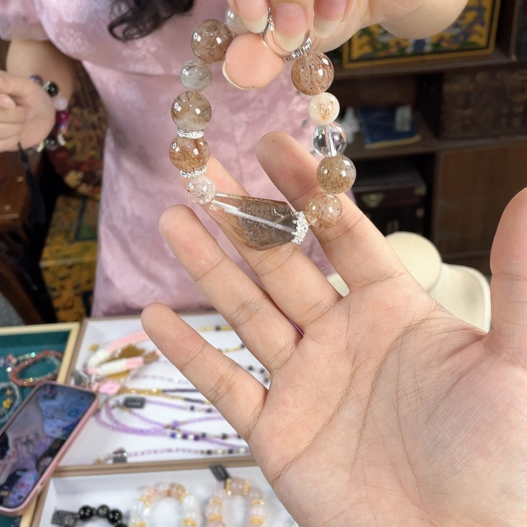 水晶手链银S925镀金镶嵌