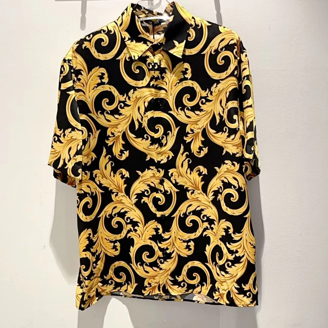 未使用 VERSACE/范思哲 男士巴洛克印花短袖衬衫多色