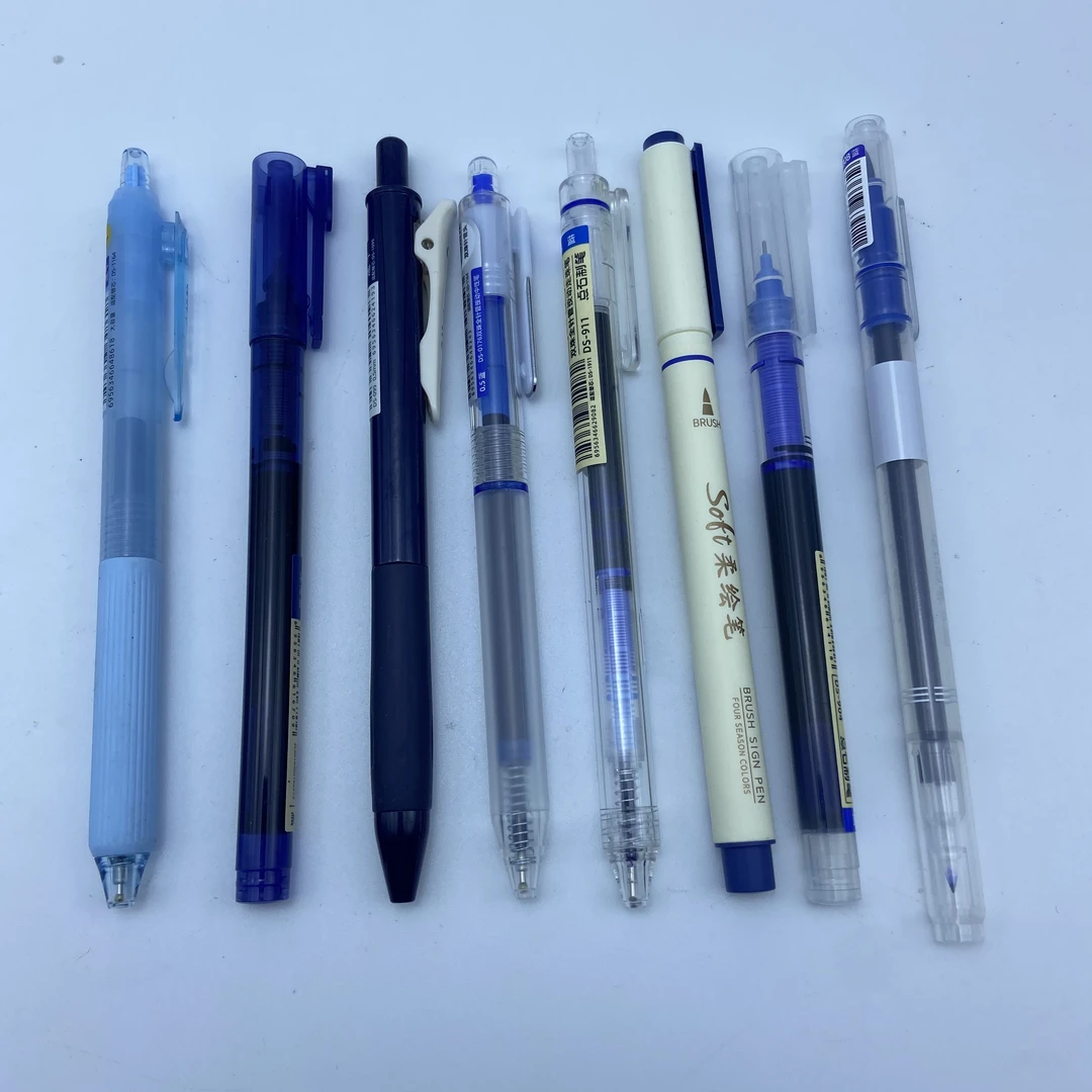 【亨嘉直播浮力】点石蓝笔组合8支大合集晶蓝笔复古蓝色笔手账标注