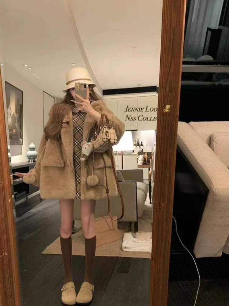 人造皮草 NSS COLLECTIN 慵懒兔兔 软糯毛球保暖连帽毛毛外套宽松