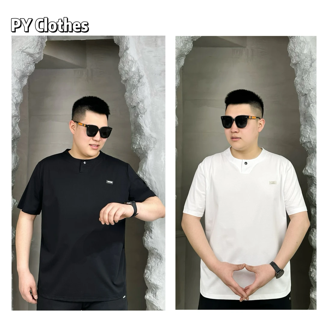 胖语大码男装 2025年春夏新款简约百搭纽扣领休闲两色短袖78958#S