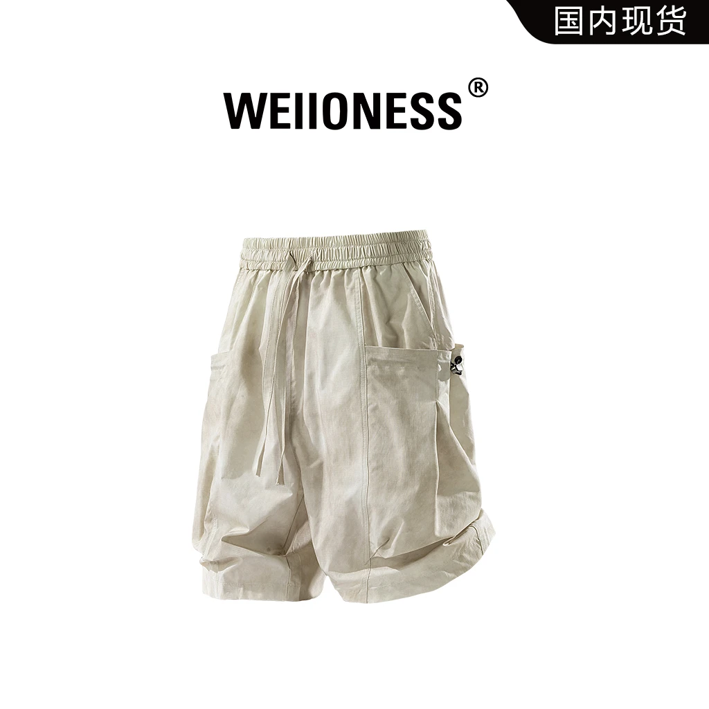 WEIIONESS短裤夏季男款美式宽松运动裤扎染印花设计感时尚五分裤