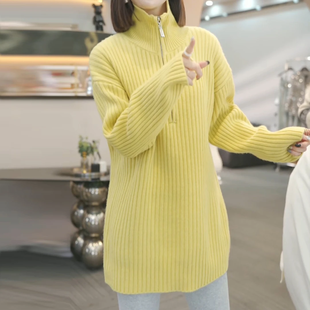 【慢条斯理】冬季新款时尚休闲上衣气质立领毛衣LK2500982