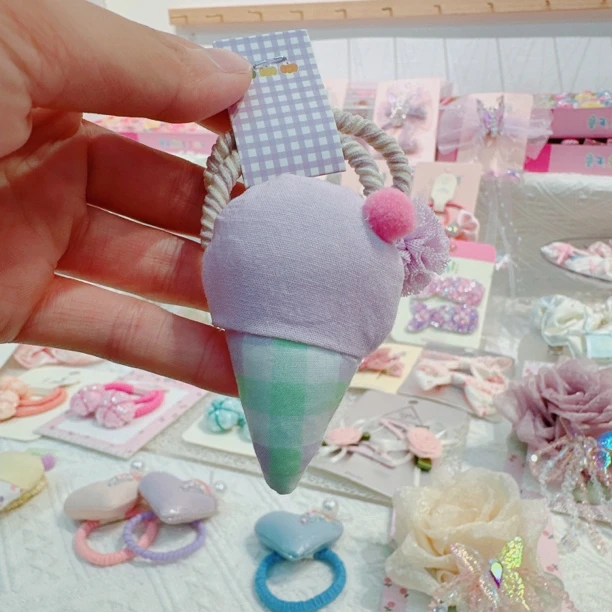 c1266-紫色冰淇淋甜筒发圈（2只）【满15包邮发货】