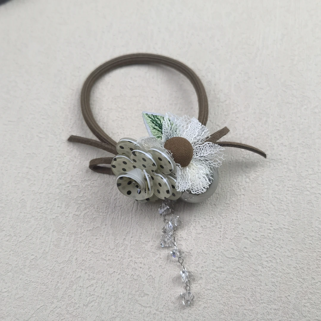 F816波点花朵单珠流苏泡菜款发绳