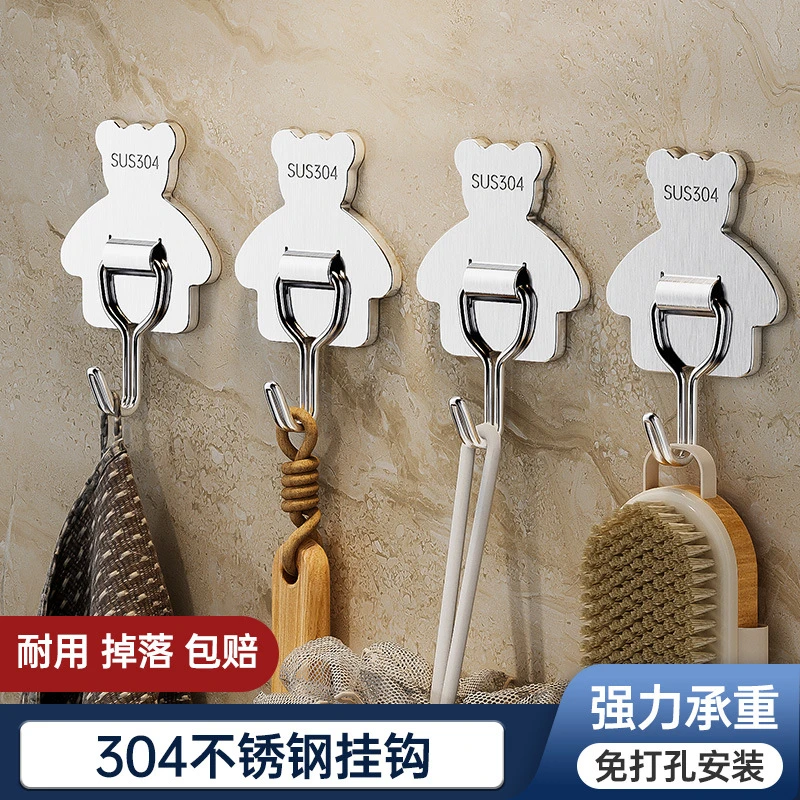 不锈钢免打孔强力粘钩门后钩衣服挂钩五金挂衣钩衣帽钩单钩跨境