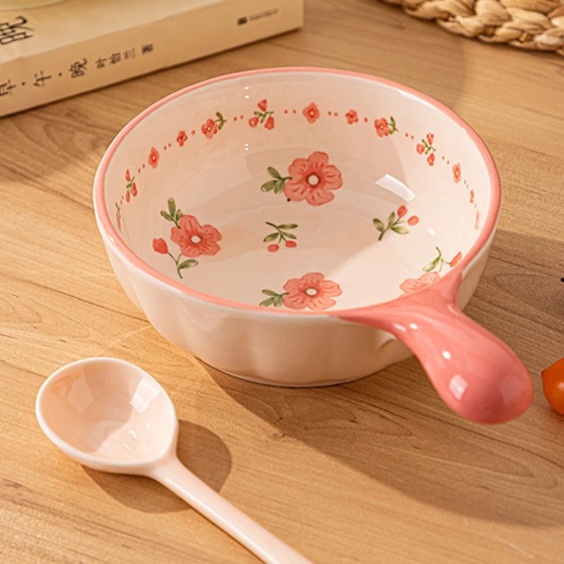 桃花缘陶瓷手柄碗