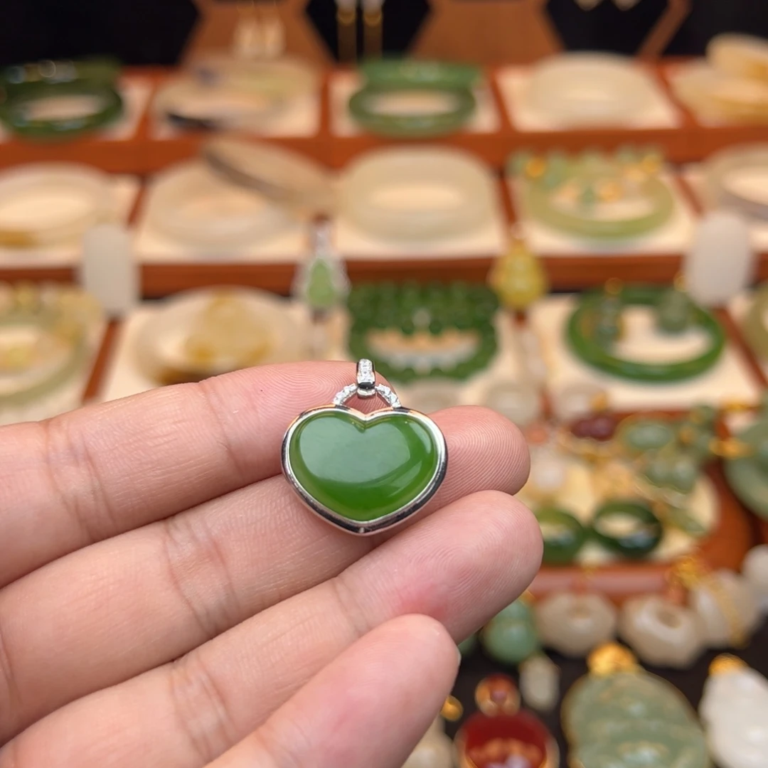 和田玉银S925镶嵌挂件