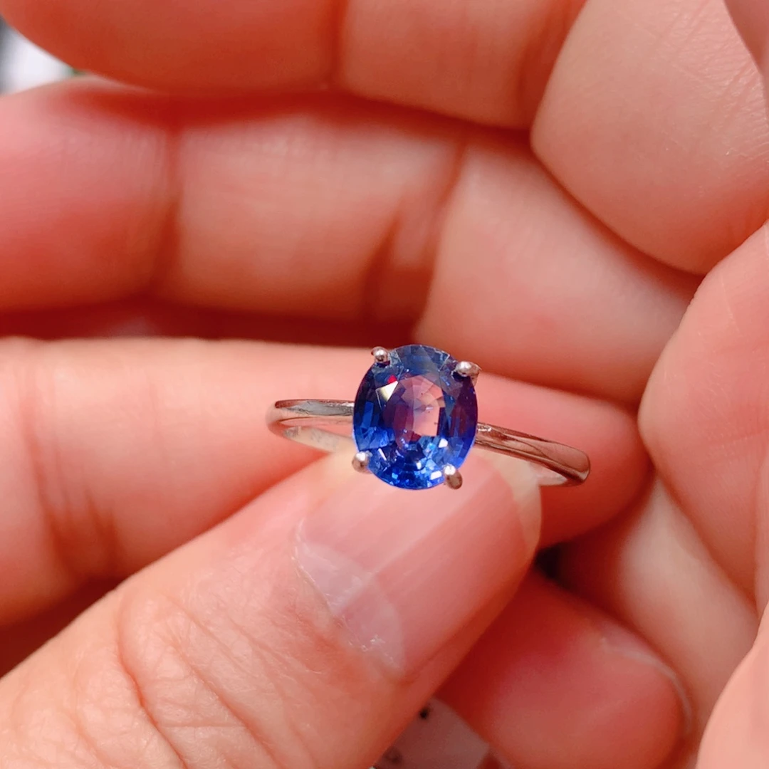 蓝宝石戒指银S925镶嵌