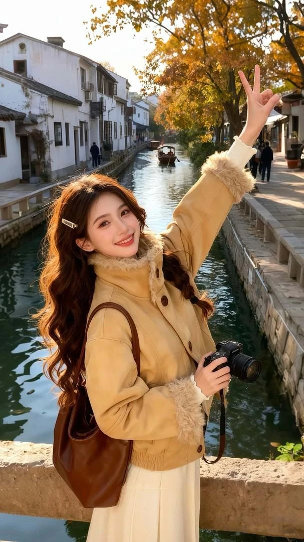 秋冬慵懒风宽松短外套高级感复古保暖环保毛毛卡其色氛围感夹克